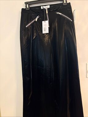 Black Wide-Leg Men’s Pants with Zip Detail